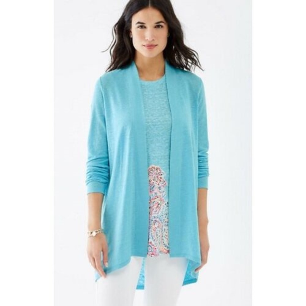 J JILL Love Linen 3X Cardigan Hi Low Sweater NEW